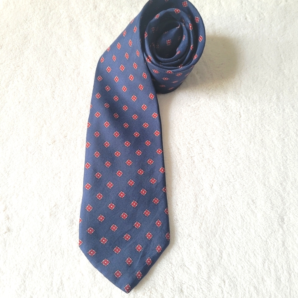 SIMPSONS Vintage Blue Tie with Red and White Diamonds